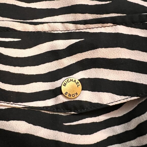 Michael Kors Full Zip Zebra Print Long Sleeve Top/Blouse Women's S - Picture 6 of 10